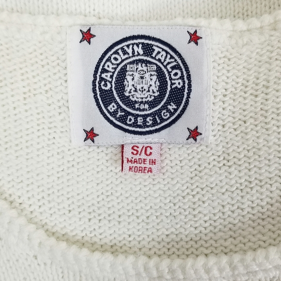 4th of July Grandma Knit Red White Blue Flag Sleeveless Cotton Blend Tank Top - Picture 2 of 11